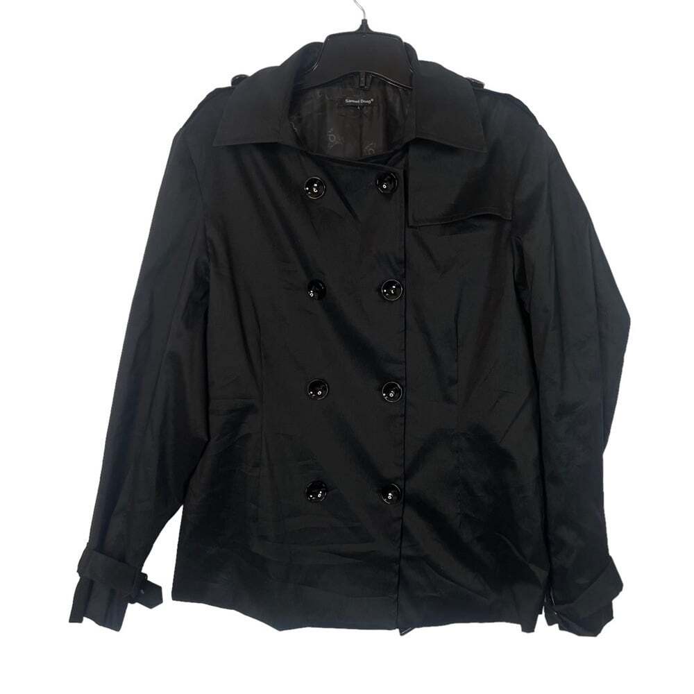 Samuel Dong Women's Black Waist Length Belted Button Jacket Size Medium